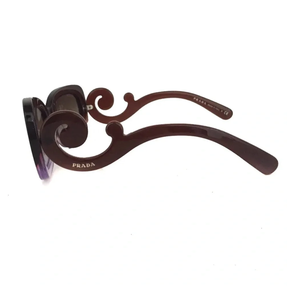 Prada Burgundy Purple Scroll Temple Sunglasses
